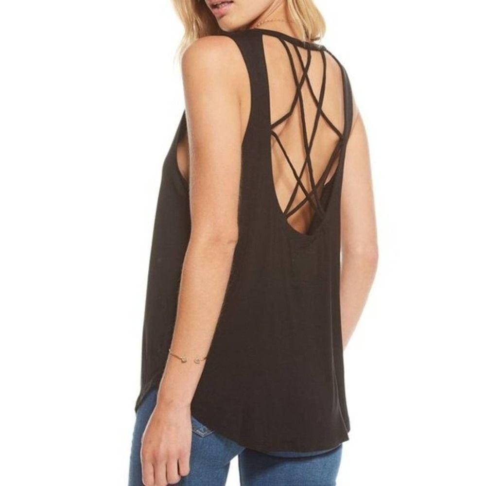 CHASER Cool Jersey Strappy Scoop Back Muscle Tank  - Picture 2 of 11